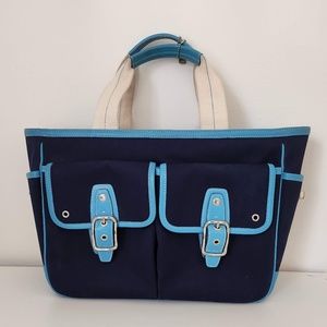 EUC Coach Navy/Turquoise Hamptons Tote Bag